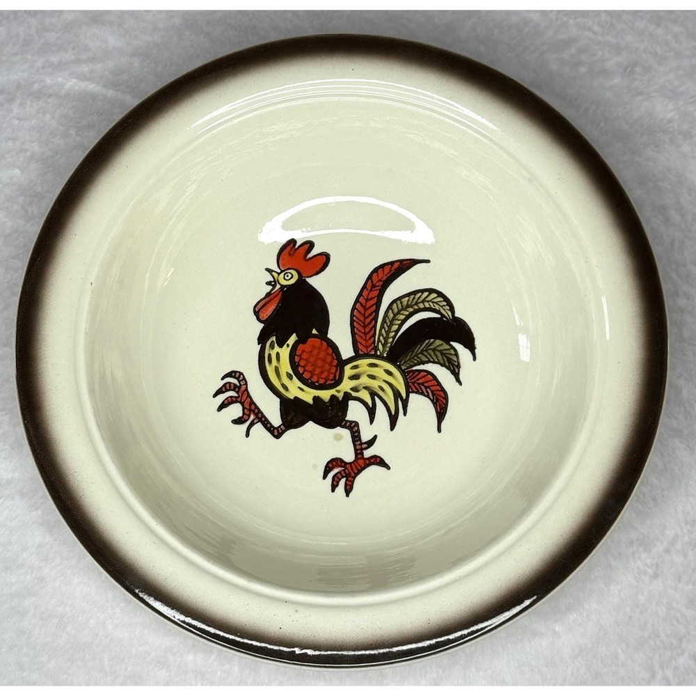 Metlox Poppytrail Red Rooster 10" Round Vegetable Serving Bowl Retro Vintage